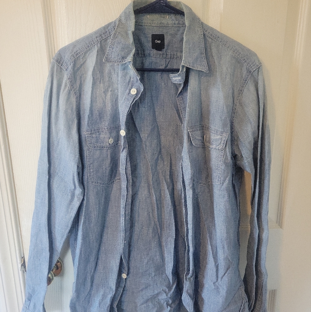Gap Denim Long Sleeve Button Down, Women's Size S, Blue